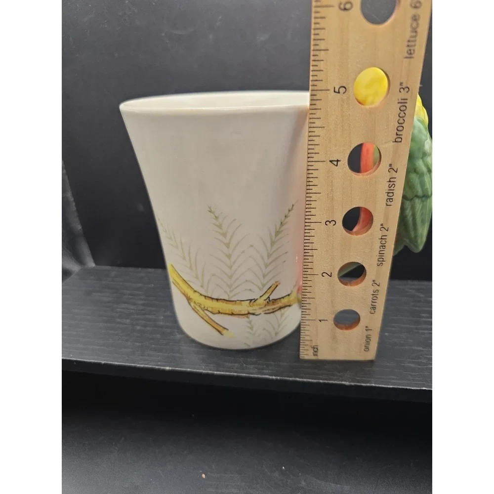 Pier 1 Parrot Bird Handle Large Coffee/Tea Mug  Green Yellow 5